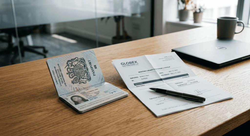 Pasaporte y contrato para verificación de nuevo umbral salarial PAC en España