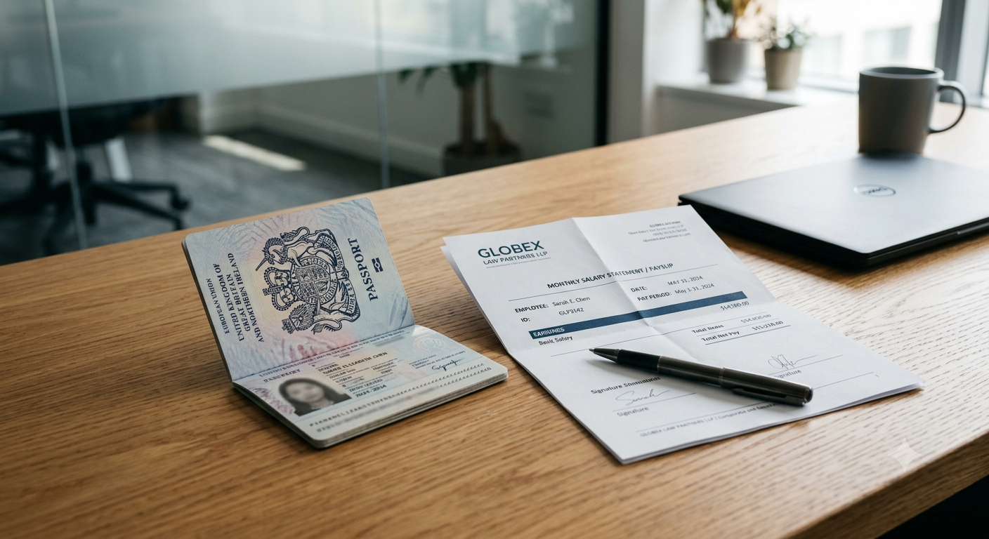 Pasaporte y contrato para verificación de nuevo umbral salarial PAC en España